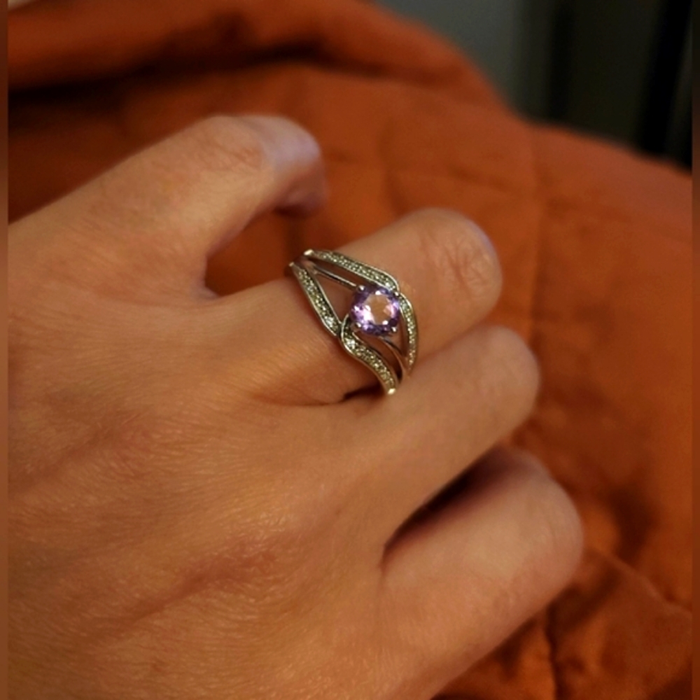 Vintage Amethyst Sterling Silver Ring Size 8